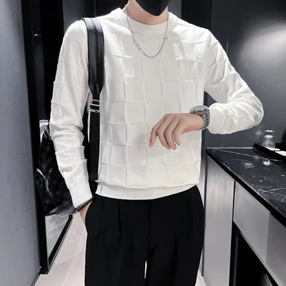 saferido British Style Men's Autumn/Winter Thermal Knitted Sweater/Male Slim Fit Fashion Plaid Casual Pullover Men Knit Shirt 3XL