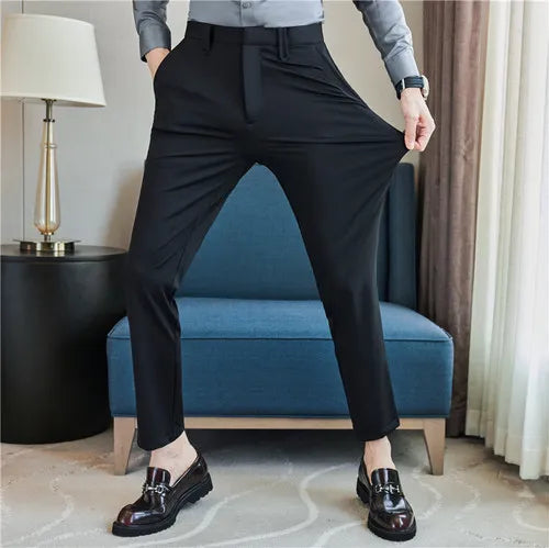 saferido Men Have High Spring Elasticity Business Trousers/Male Slim Fit Solid Color Dress Suit Pants Casual Pants 38