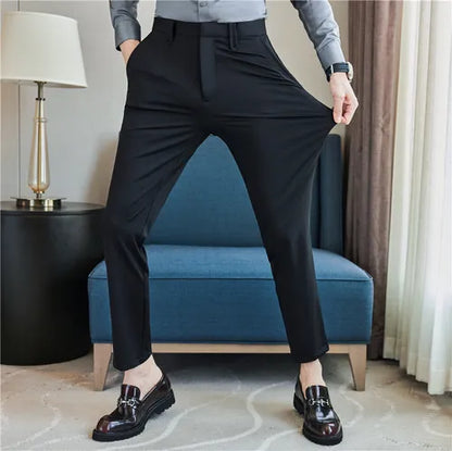 saferido Men Have High Spring Elasticity Business Trousers/Male Slim Fit Solid Color Dress Suit Pants Casual Pants 38