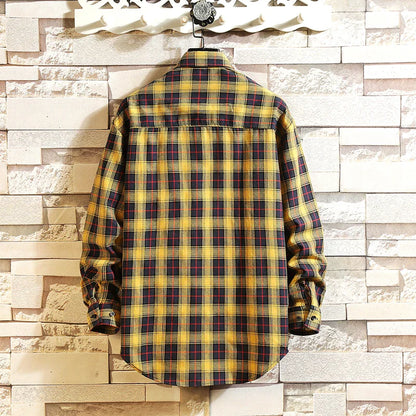 saferido Spring Men's Flannel Cotton Long Sleeve Plaid Shirt  High Quality Button Down Casual Shirt For Men Slim Fit  Fashion All-match
