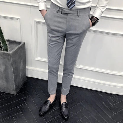 saferido New Style Men's Spring High Quality Cotton Business Suit Trousers/Male Slim Fit Pure Color Leisure Suit Pants 28-36