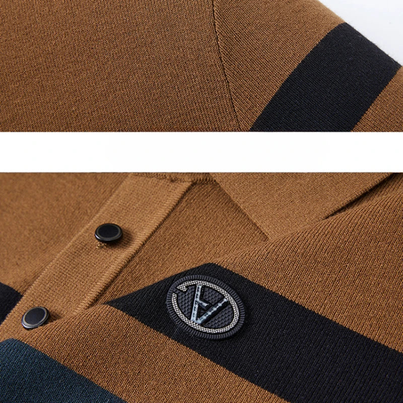 saferido Fashion City Spring Men's POLO T-shirt Silk Velvet T-shirt Half Sleeve Padded Lapel Short Sleeve Short-Sleeved Polo Shirt