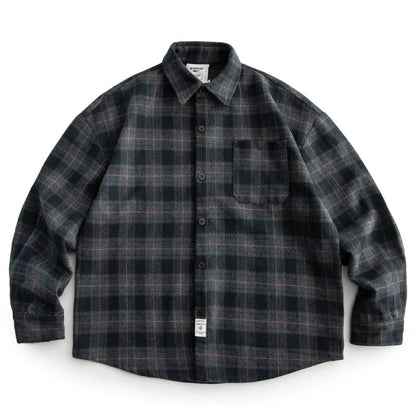 Shirts for Men Chic Long Sleeve Casual Spring Autumn Daily Streetwear All-match Japanese Style Plaid Retro Fashion Outerwear
