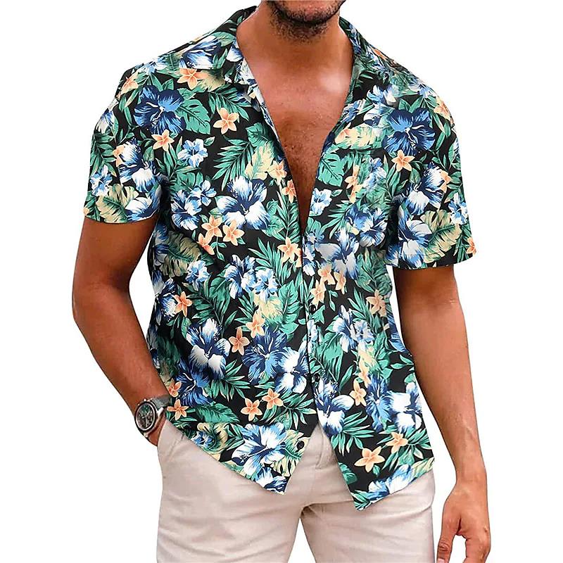 Men's Hawaiian Shirt Short Sleeve For Men 3D Coconut Tree Printing Blouse Tops Casual Oversized Tee Shirt Men Clothing