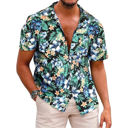 Men's Hawaiian Shirt Short Sleeve For Men 3D Coconut Tree Printing Blouse Tops Casual Oversized Tee Shirt Men Clothing