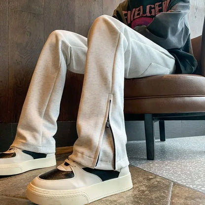 saferido Male Sports Pants Tights Plain Skinny Cotton Straight Slim Trousers Men's Sweatpants Korean Style Harajuku Wide Baggy Long Joker