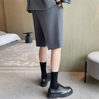 saferido  Pleated Shorts Men Summer White Shorts Korean Fashion Casual Shorts Work Wear Clothes Breathable Comfort Slim Fit Bermudas