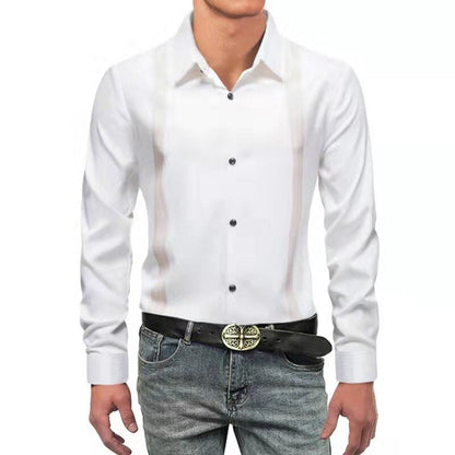 Fashion Print Luxury Long Sleeve Shirt Man Button Up For Men Clothing Business Casual Social Dress Slim Shirts Male Blouse