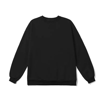 saferido Harajuku Sweatshirts Men Korean Solid Color Basic O Neck Oversized Pullovers Spring Autumn Simple Fashion Casual Tops 5XL-M