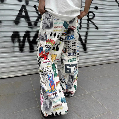 saferido Y2k Mens Streetwear American Design Camouflage Overalls Mens Harajuku Retro Hip-Hop Falling Loose Casual Wide-Leg Pants
