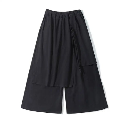 saferido Techwear Wide Leg Pants Punk Gothic Black Trousers Male Goth Cotton Linens Summer Japanese Style Streetwear Hip Hop
