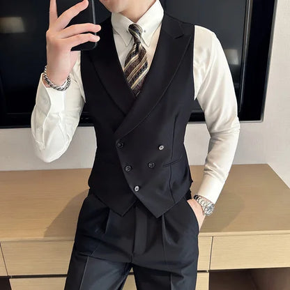 saferido Brand Clothing Men Spring High Quality Double Breasted Blazers Vest/Male Slim Fit Casual Suit Vest Sizing Up S-4XL