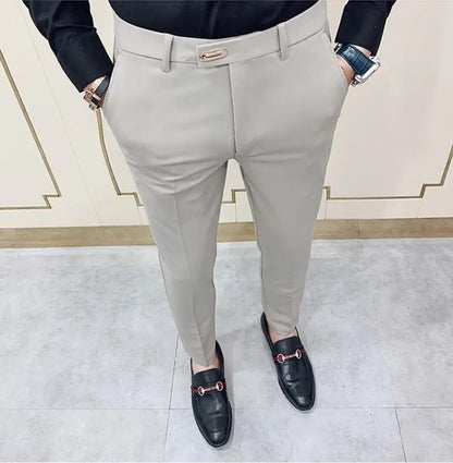 saferido  Men Gray Business Suit Pant Casual Formal Mens Dress Pants Spring Spring Pantalon Costume Slim Fit Suit Trousers 36