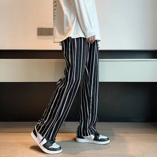 saferido Loose Casual Straight Casual Pants Mens Fashion Spring Summer All-match Fashion Striped Sports Trousers Hip Hop Mopping Pants