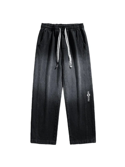 saferido Winter Men's Oversized Jeans Thicken Velvet Warm Denim Pants Wide-Leg Straight Thermal Fleece Baggy Jean Trousers