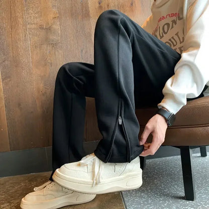 saferido Male Sports Pants Tights Plain Skinny Cotton Straight Slim Trousers Men's Sweatpants Korean Style Harajuku Wide Baggy Long Joker