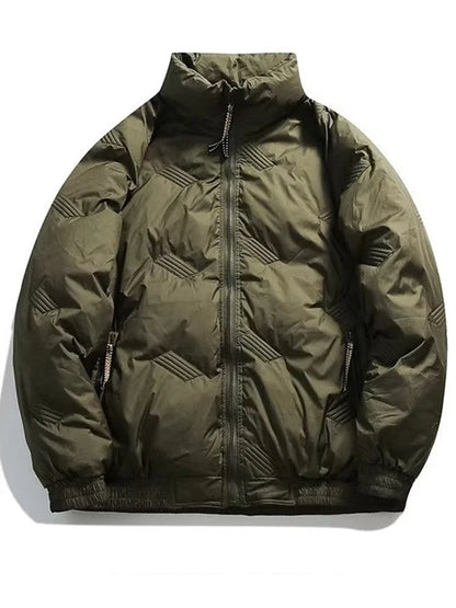 Winter American Fashion Vintage Parkas Jackets For Men Outdoor Windbreaker Y2K Casual Padding Coats Loose Embroidery Down Jacket