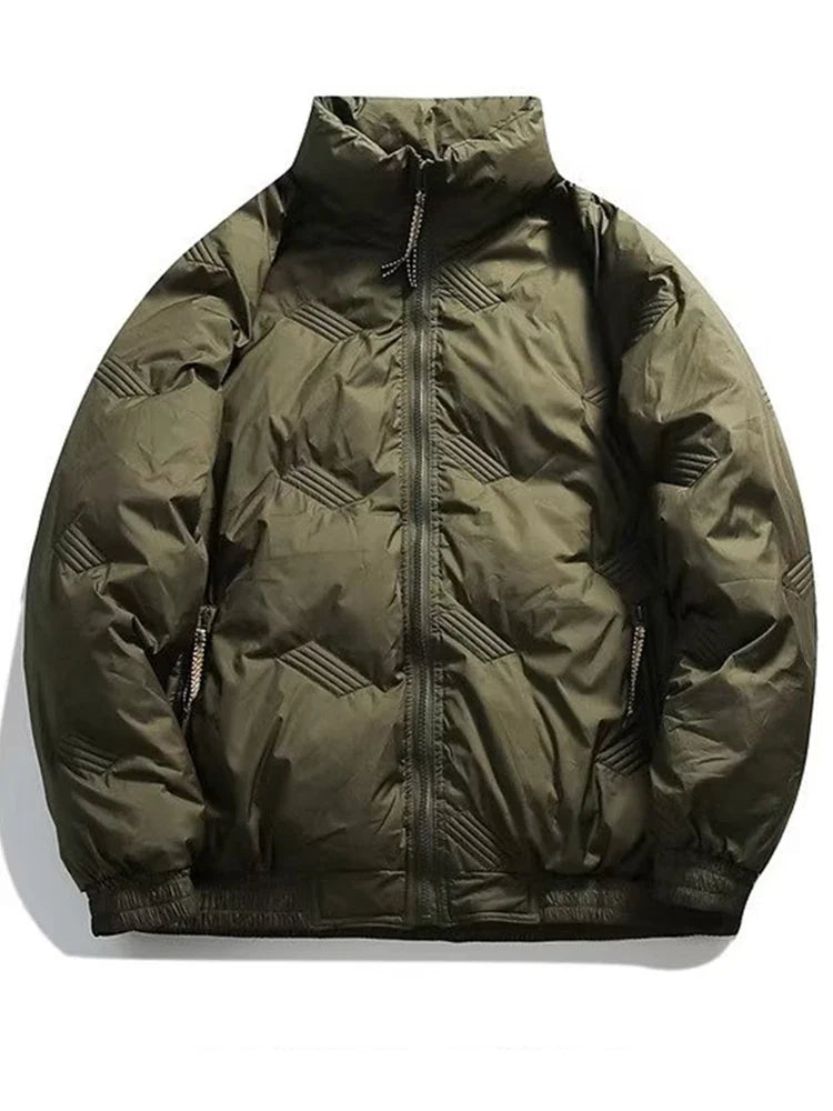 Winter American Fashion Vintage Parkas Jackets For Men Outdoor Windbreaker Y2K Casual Padding Coats Loose Embroidery Down Jacket