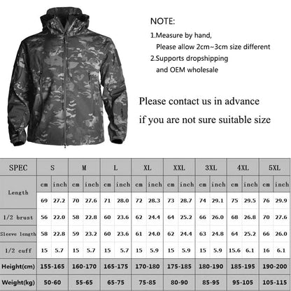 Hunting Jackets Soft Military Tactical Jacket Man Combat Waterproof Fleece Men Clothing Multicam Coat Windbreakers 5XL