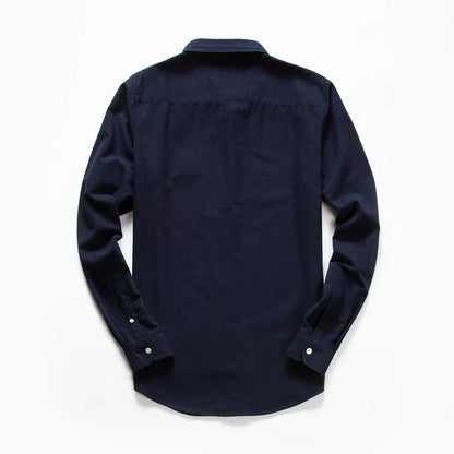 Men's Long Sleeve Oxford Casual Shirt Front Patch Chest Pocket Regular-fit Button-down Collar Thick Work Shirt MG20306
