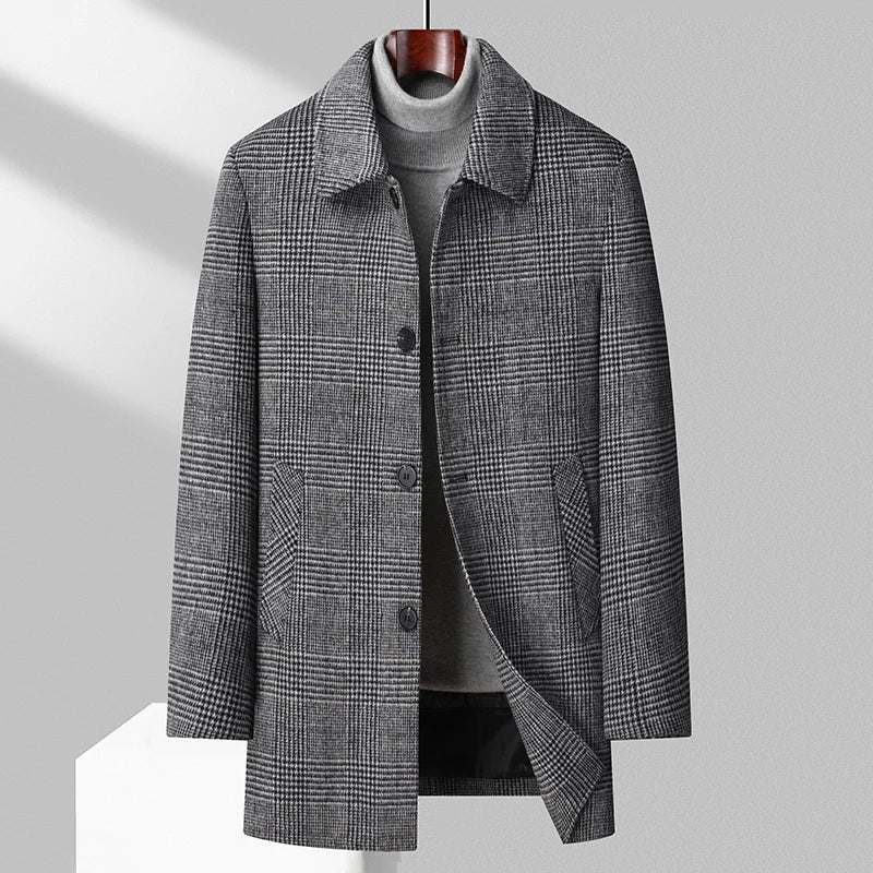 New Arrival Winter Top quality white duck down liner wool trench coat men,male thicked warm overcoat size M-4XL 9915