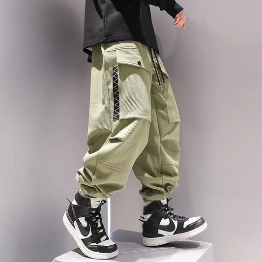 saferido Korean Cargo Pants Men Japanese Streetwear Oversize Sweatpants Harajuku Casual Joggers Kpop Trendy Trousers Hip Hop