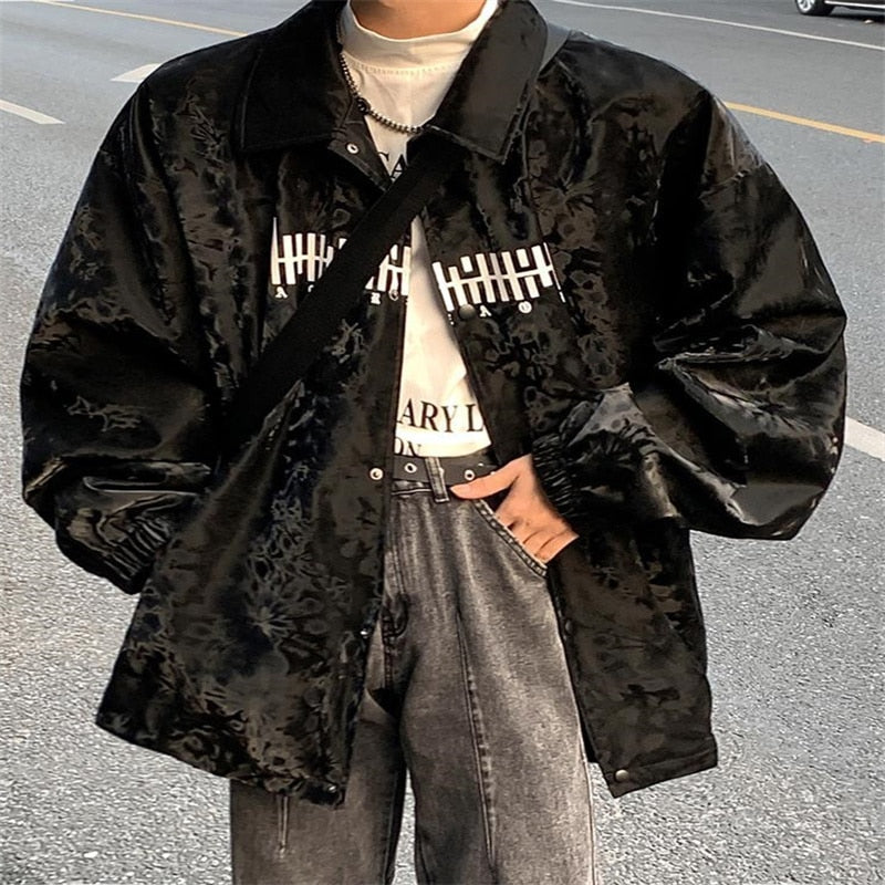 Letter printed jacket Men's Oversized jackets Autumn new fashion casual loose high street hip-hop jacket hip-hop jackets coats