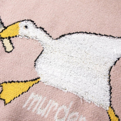 Men Harajuku Sweater Cartoon Spoof Goose Print Pullover Casual O-neck Knitted Top Hip Hop Loose Sweater Couple Streetwear Fall