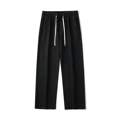 saferido Elastic waist jeans men's spring and autumn American loose straight leg casual versatile wide leg pants