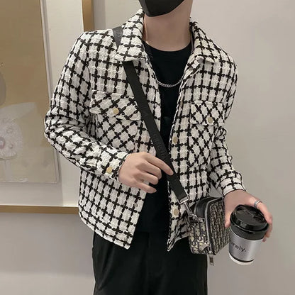 saferido New Style Men Spring High Quality Plaid Casual Jackets/Male Slim Fit Fashion Autumn Lapel Plaid  Coat S-3XL