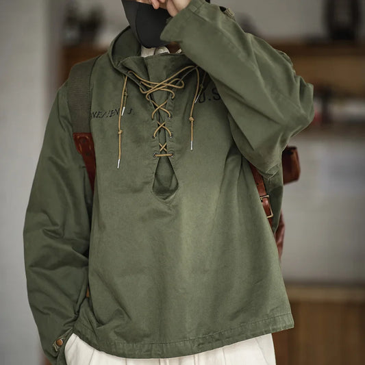 saferido American Vintage Deck Suit Short Windbreaker Bad Weather Coat Sweater Hoodie Men's