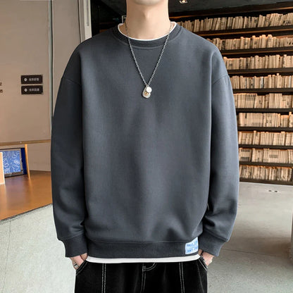 saferido Spring O Neck Sweatshirts Hoodie Men Long Sleeve Loose Pullover Fashion Harajuku Hoodies Mens Solid Casual Sweatshirt Streetwear