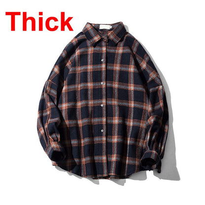 Flannel Harajuku Oversized Cotton Plaid Shirt  Korean Fashions Fleece Button Up Shirts Long Sleeve Vintage Blouses