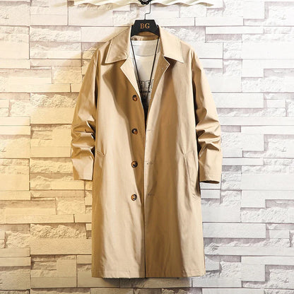 Spring Men Trench Design Solid Color Breasted Oversize Leisure Teen Long Coats Outwear Hombre Korean Style Windbreaker 5Xl
