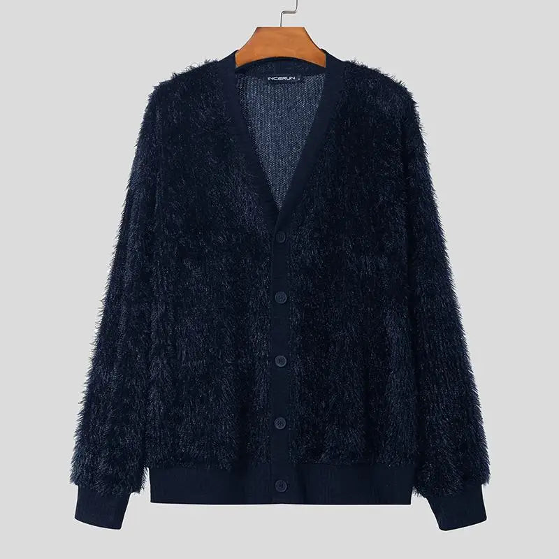 Tops Korean Style New Mens Fashionable Fleece Shirts Soft Comfortable Leisure Streetwear Male Cardigan Blouse S-5XL