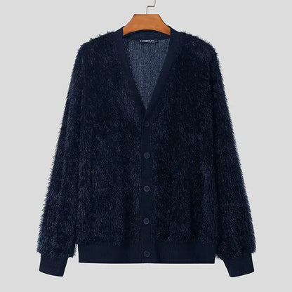 Tops Korean Style New Mens Fashionable Fleece Shirts Soft Comfortable Leisure Streetwear Male Cardigan Blouse S-5XL