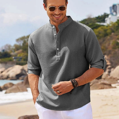 saferido 2024  Polos New Men's Casual Blouse Cotton Linen Shirt Loose Tops Long Sleeve T-Shirt Spring Autumn Casual Handsome Men's Shirts