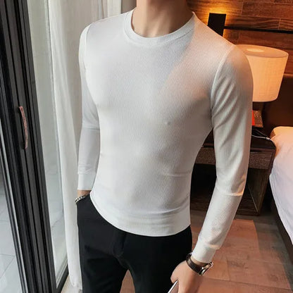 saferido Brand Clothing Men's Spring High Quality Casual Long Sleeve T-Shirt/Male Slim Fit O-Neck business T-shirts Homme S-4XL