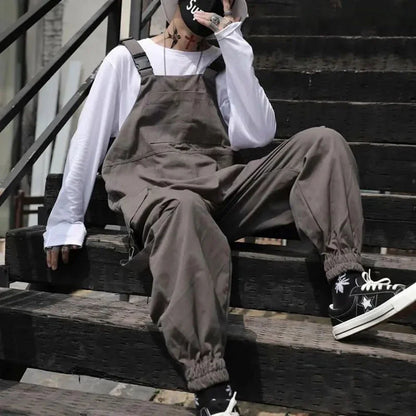 saferido Spring And Autumn Mens Casual High Quality Overalls American High Street Hip-Hop Fashion Solid Color Amei Khaji Overalls