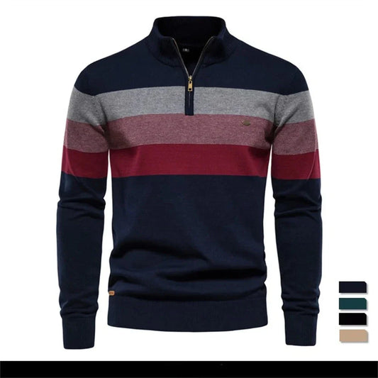 Brand Quality Cotton Sweater for Men Half Zipper Pullover Autumn Winter Warm Mens Sweaters