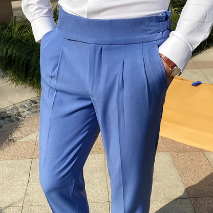 saferido  High Quality British Gentlemen Business Casual Slim Fit Pants Men Dress Pants Solid All Match Formal Wear Office Trousers