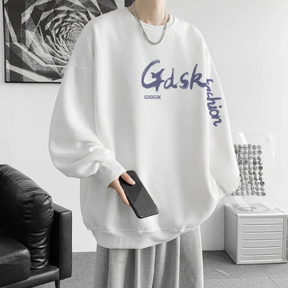 saferido Men's Multicolor 15 Color Sweatshirt Loose Large Size 5XL Personalized Printed Korean Street Tops Funky Casual Round Neck Tops