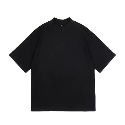 saferido High Quality Luxury Solid Color T-shirt Niche Crew Neck Japanese Short Sleeve T-shirt Men Summer Loose Casual Bottoming Shirt