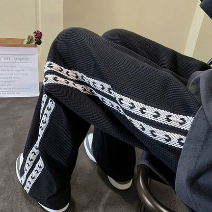saferido American High Street Casual Jogger Pants Men's Sweatpants Y2K Street Fashion Loose Straight Wide-Leg Baggy Pants Streetwear