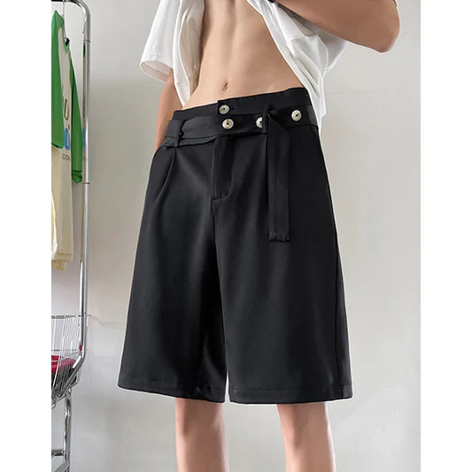 saferido Summer Suit Shorts Men Fashion Social Mens Dress Shorts Korean Loose Casual Suit Shorts Mens Office Formal Shorts Large Size