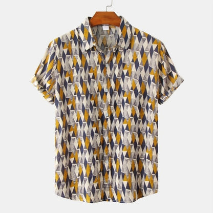 New Hawaiian Men's Casual Beach Style Short Sleeve Breathable Fashion Polo Collar Men's Shirt 3D Printing Oversize Customizable