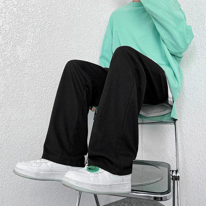 saferido Mopping Casual Trousers Spring Summer Oversize Fashion Sports Loose Flocking Letters Simple Pants Straight Wide Leg Aweatpants