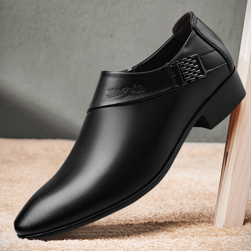 saferido Men Leather Shoes Formal Dress Shoes for Male Plus Size Party Wedding Office Work Shoes Slip on Business Casual Oxfords