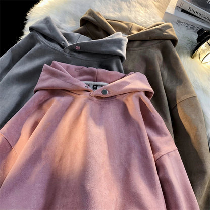 saferido Fall Men Sweatshirts Japanese Streetwear Vintage Trend Unisex Couple Loose Harajuku Casual Fleece Hoodies Coat