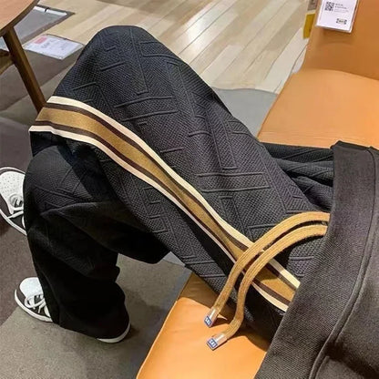 saferido Sweatpants for Men Stripe Trousers Straight Male Sweat Pants Wide Leg Baggy Vintage Tracksuit Bottoms Stylish Harajuku Fashion